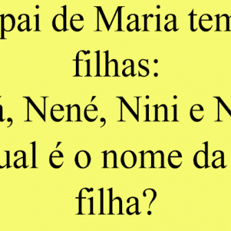 O pai de Maria tem 5 filhas: Naná, Nené, Nini e Nono. Qual é o nome da 5ª filha?