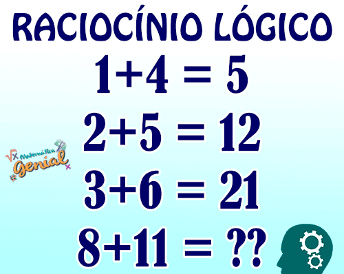 Teste de matemática exata, desafio 1+4=5, 2+5=12, 3+6=21, 5+8=? - Gênio Quiz