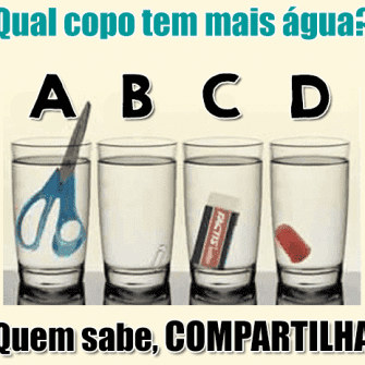 Resposta qual copo tem mais água?