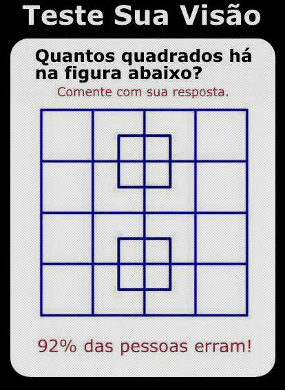 Quantos quadrados tem na imagem 92% das pessoas erram