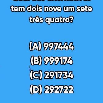 Resposta qual das alternativas tem dois nove um sete três quatro?