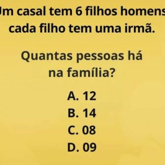 Resposta um casal tem 6 filhos homens cada filho tem uma irmã…