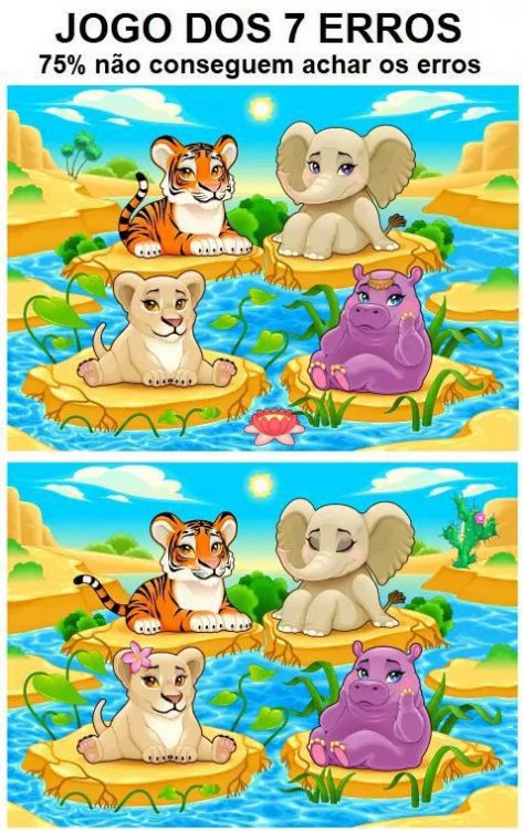 Jogo dos 7 erros: Os Animais Selvagens - Gênio Quiz: Jogos, Testes e ...