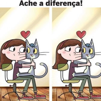 Ache a Diferenca A menina e seu Gatinhho