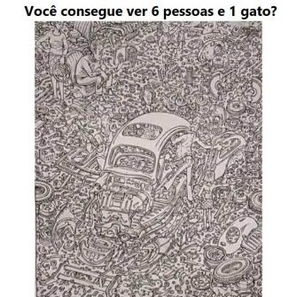 Você consegue achar 6 pessoas e um gato?