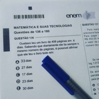 (Enem) Gustavo leu um livro de 408 páginas em X dias…