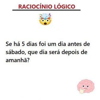 Se há 5 dias foi um dia antes de sábado, que dia será depois de amanhã?