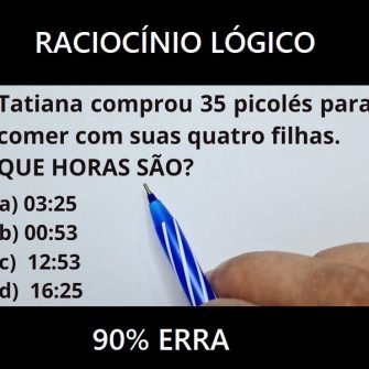 Tatiana comprou 35 picolés para comer com suas quatro filhas, que horas são?