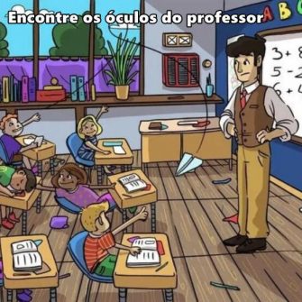 Encontre os óculos que o professor perdeu na sala de aula