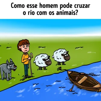 Como esse homem pode cruzar o rio com os animais?