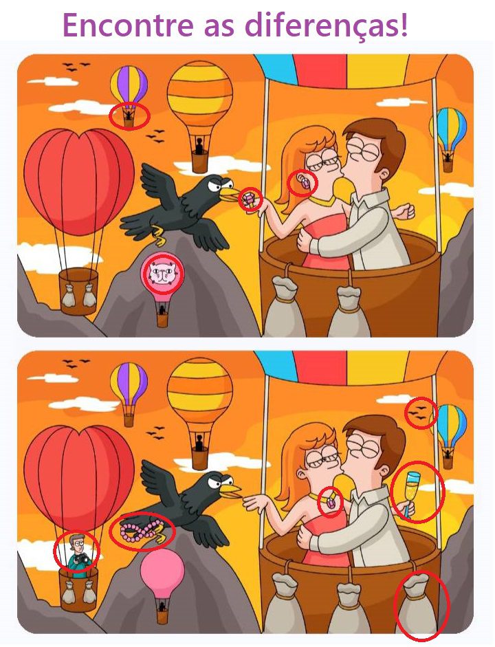Encontre as Diferenças: O Casal Apaixonado Resposta Encontre as Diferenças: O Casal Apaixonado