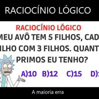 Meu avô tem 5 filhos, cada filho com 3 filhos, quantos primos eu tenho?