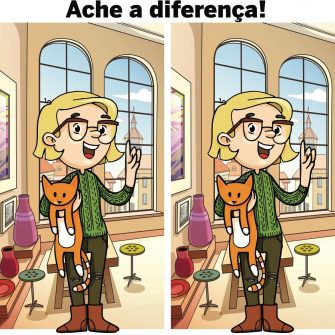 Ache a Diferença: A Menina Abraçando Seu Gato