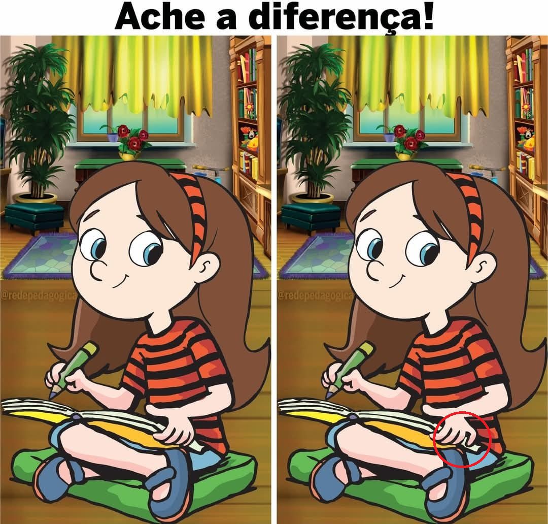 Ache a Diferença: A Menina Desenhando Veja a Resposta Ache a Diferença: A Menina Desenhando