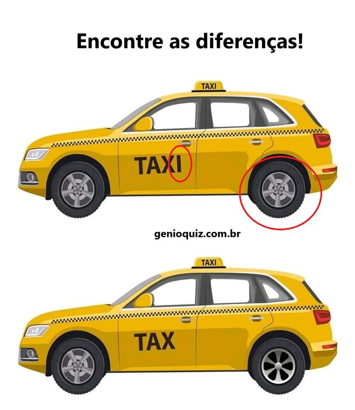 Encontre as Diferenças: O Táxi Veja a Resposta de Encontre as Diferenças: O Táxi
