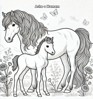 Ache o Homem na Imagem dos Cavalos
