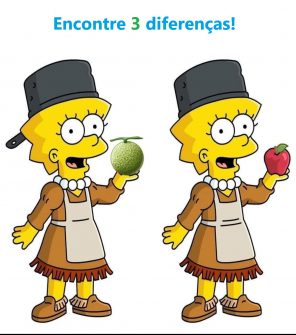 Desafio Visual Ache 3 Diferenças: Lisa Simpson