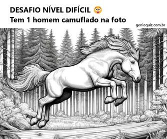 Desafio Visual Ache o Homem na Imagem do Cavalo Saltando