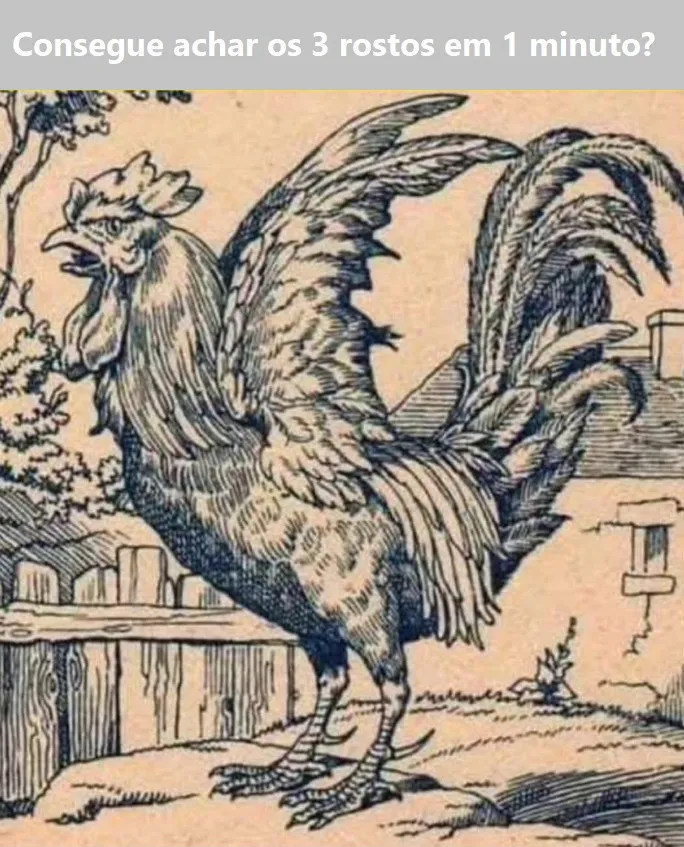 Desafio Visual: Consegue Achar os 3 Rostos Escondidos no Galo em 1 Minuto?
