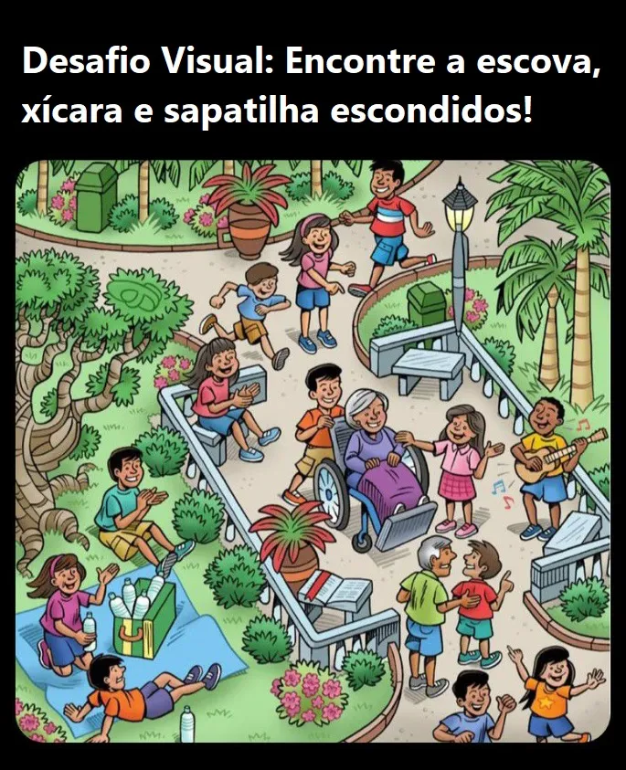 Desafio Visual: Encontre a Escova, a Xícara e a Sapatilha Escondidos na Imagem