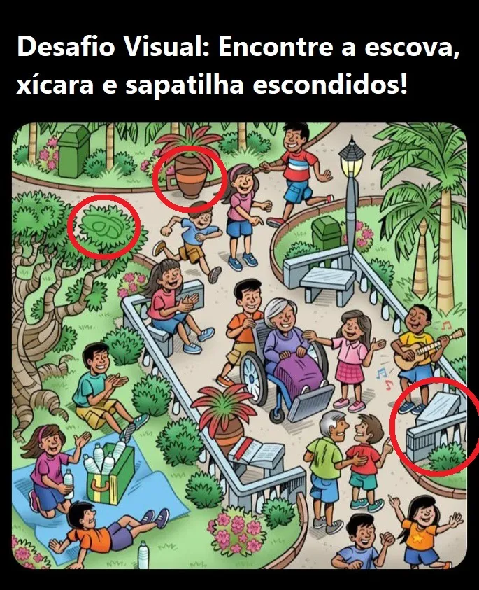 Desafio Visual: Encontre a Escova, a Xícara e a Sapatilha Escondidos na Imagem
