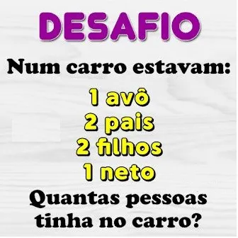 Desafio de Lógica: Quantas Pessoas Estavam no Carro?