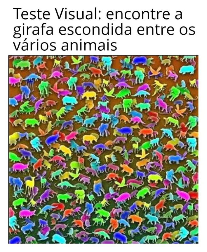 Teste Visual: Encontre a girafa escondida entre os vários animais