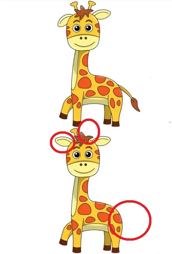 Ache as 3 Diferenças na Girafa