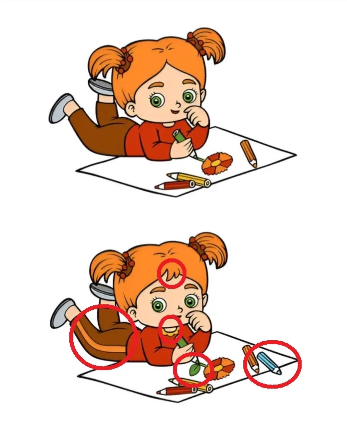 Ache as 5 Diferenças: A Menininha Desenhando