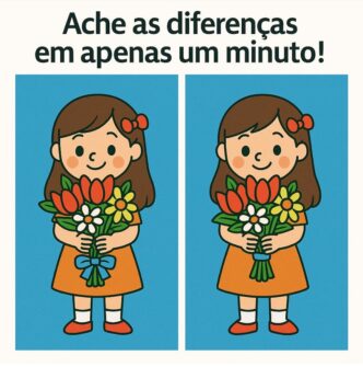 ache as diferenças em apenas um minuto a garotinha com buque de flores