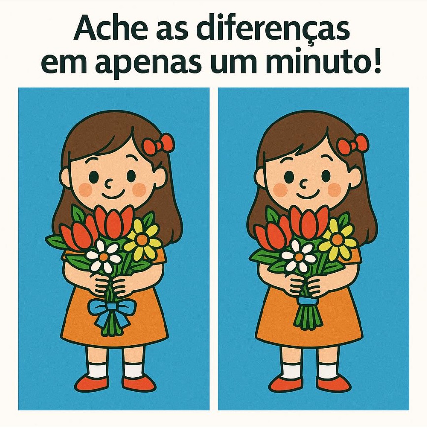 Ache as Diferenças em Apenas Um Minuto: A Garotinha com Buquê de Flores