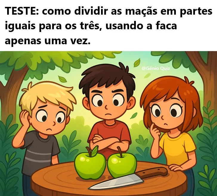 como dividir as macãs em partes iguais para os três