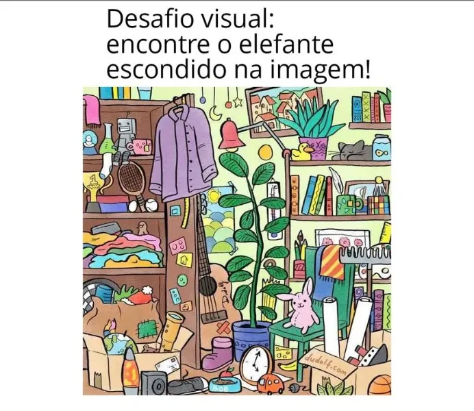 desafio visual encontre o elefante escondido na imagem