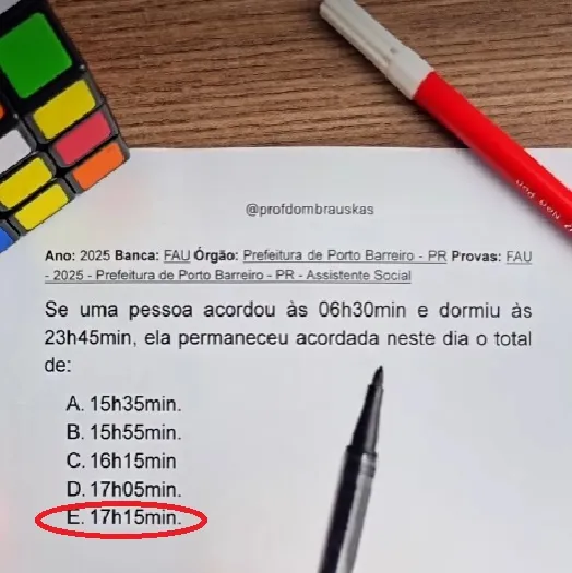 desafio de raciocinio quanto tempo a pessoa ficou acordada resposta