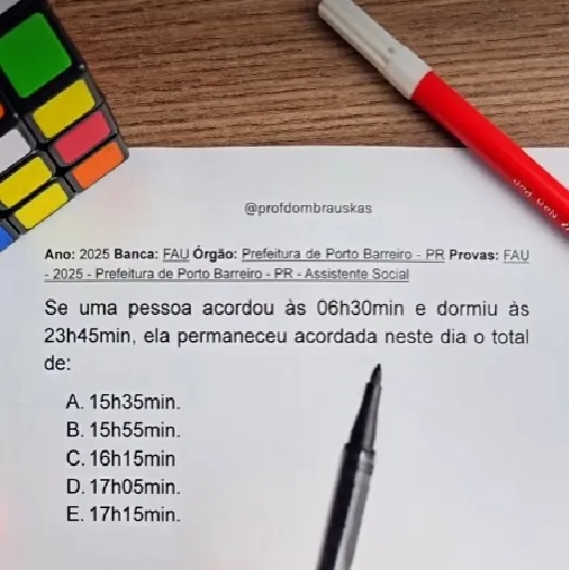 desafio de raciocinio quanto tempo a pessoa ficou acordada