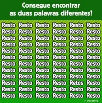 desafio visual consegue encontrar as duas palavras diferentes