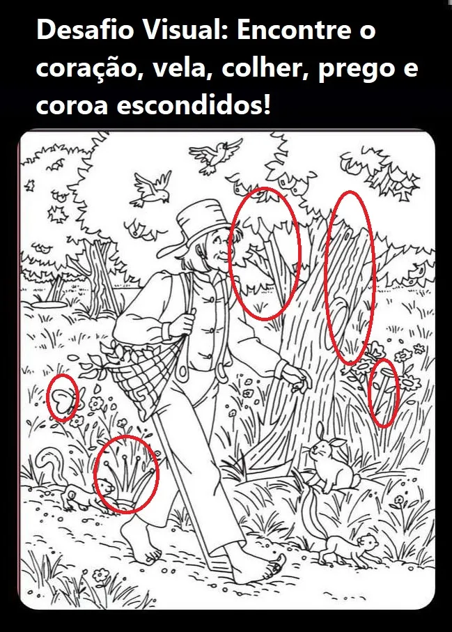 desafio visual encontre o coraçao a vela a colher o prego a coroa e a panela escondidos na imagem resposta