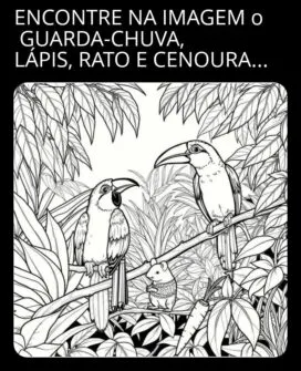 encontre o guarda chuva o lapis o rato e a cenoura