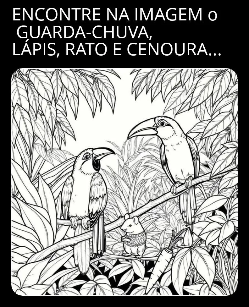 encontre o guarda chuva o lapis o rato e a cenoura