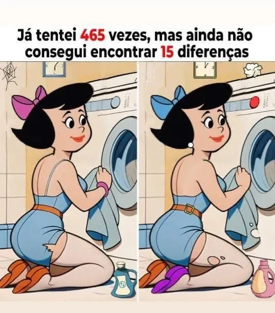 Ache a Diferença: A Moça Lavando Roupa à Moda dos Flintstones