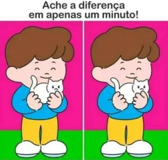 Ache a Diferença: O Menino e Seu Gato Branco!