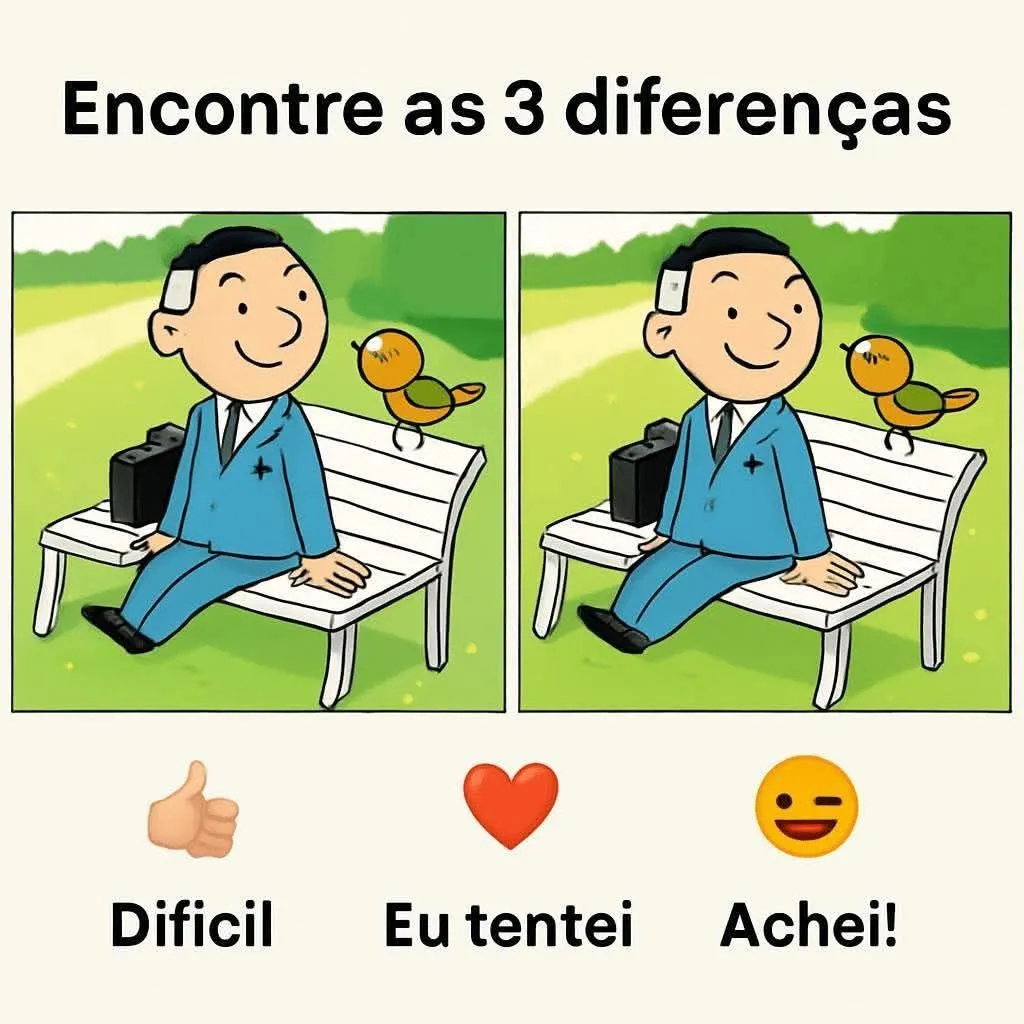 ache 3 diferenças o homem no banco da praça