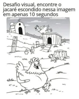 desafio visual encontre o jacaré escondido no galinheiro em apenas 10 segundos