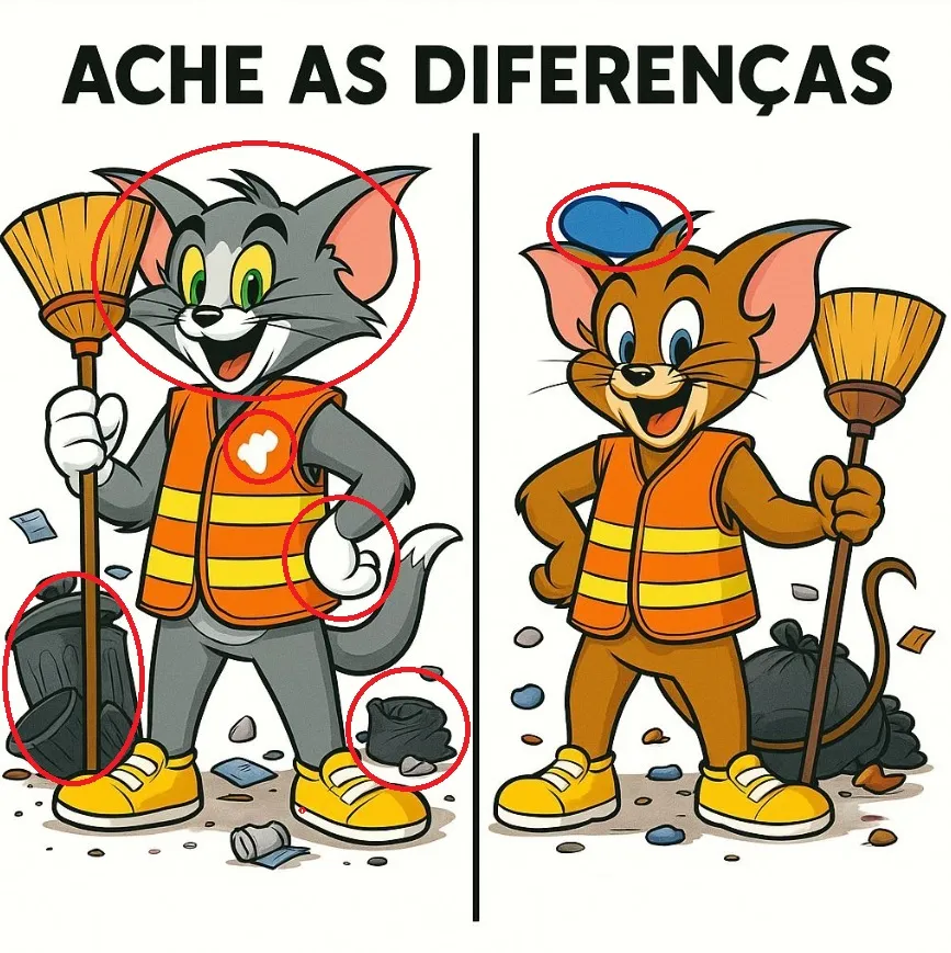 Ache as Diferenças: Tom e Jerry Trabalhadores