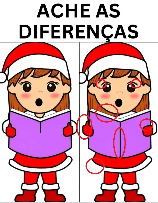 Desafio Visual: Menina do Coral de Natal – Encontre as Diferenças