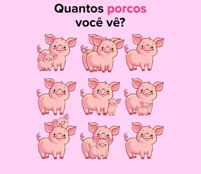 Desafio Visual: Quantos Porcos Você Vê na Imagem?
