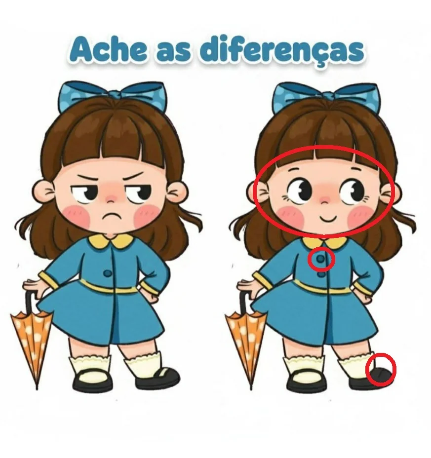 Ache a Diferença: Garotinha e seu Guarda-Chuva