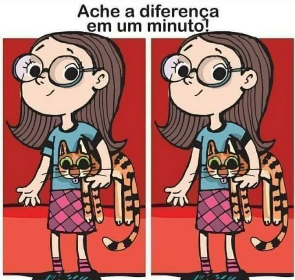 Ache a Diferença: Menina com seu Gatinho