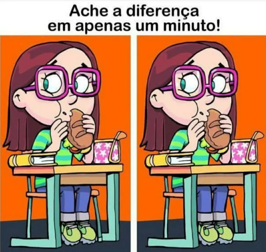 Ache a Diferença: Menina no Lanche da Escola