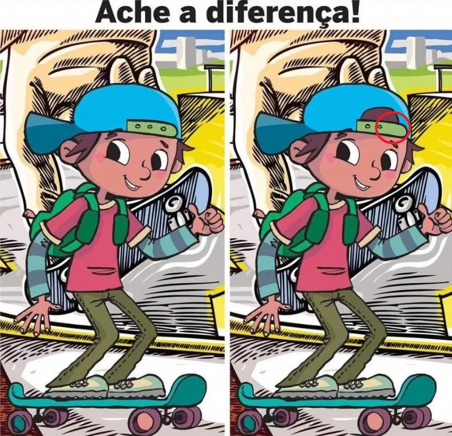 Ache a Diferença: Menino Andando de Skate